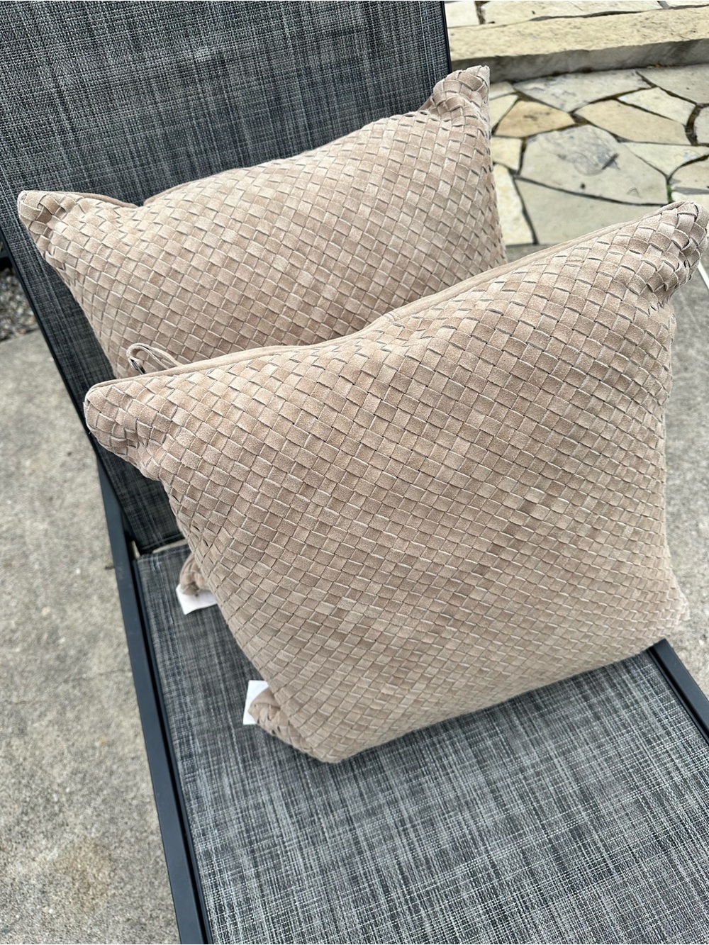 100% Suede basket weave cushions (set of 2)